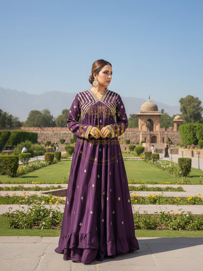 Purple Chinnon Designer Anarkali Suit