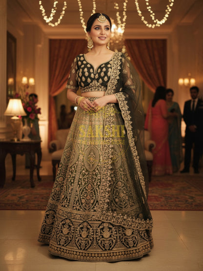 Mehendi Green Ombre Lehenga Choli