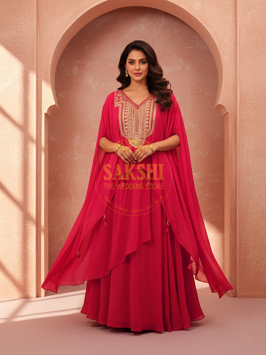 Rani Pink Indowestern Kaftaan and Cowl
