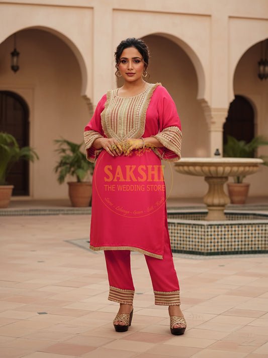 Rani Pink Satin Indowestern Dress