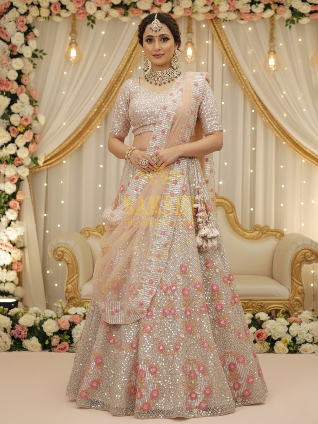 Ivory Water Sequins Lehenga