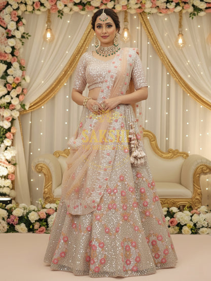 Ivory Water Sequins Lehenga