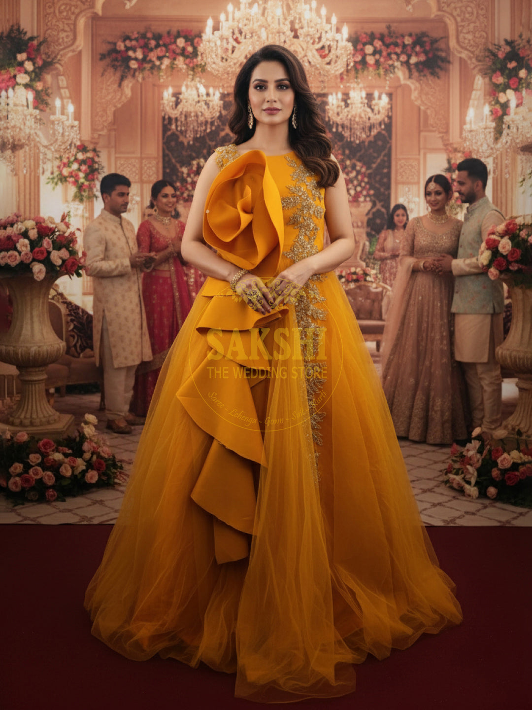 Mango Yellow Cocktail Gown Dress