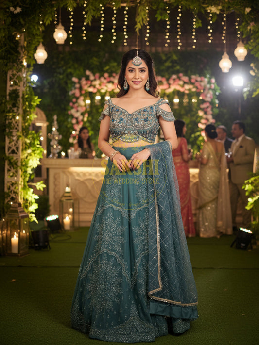 Sea Blue Ready to Wear Lehenga Choli Set