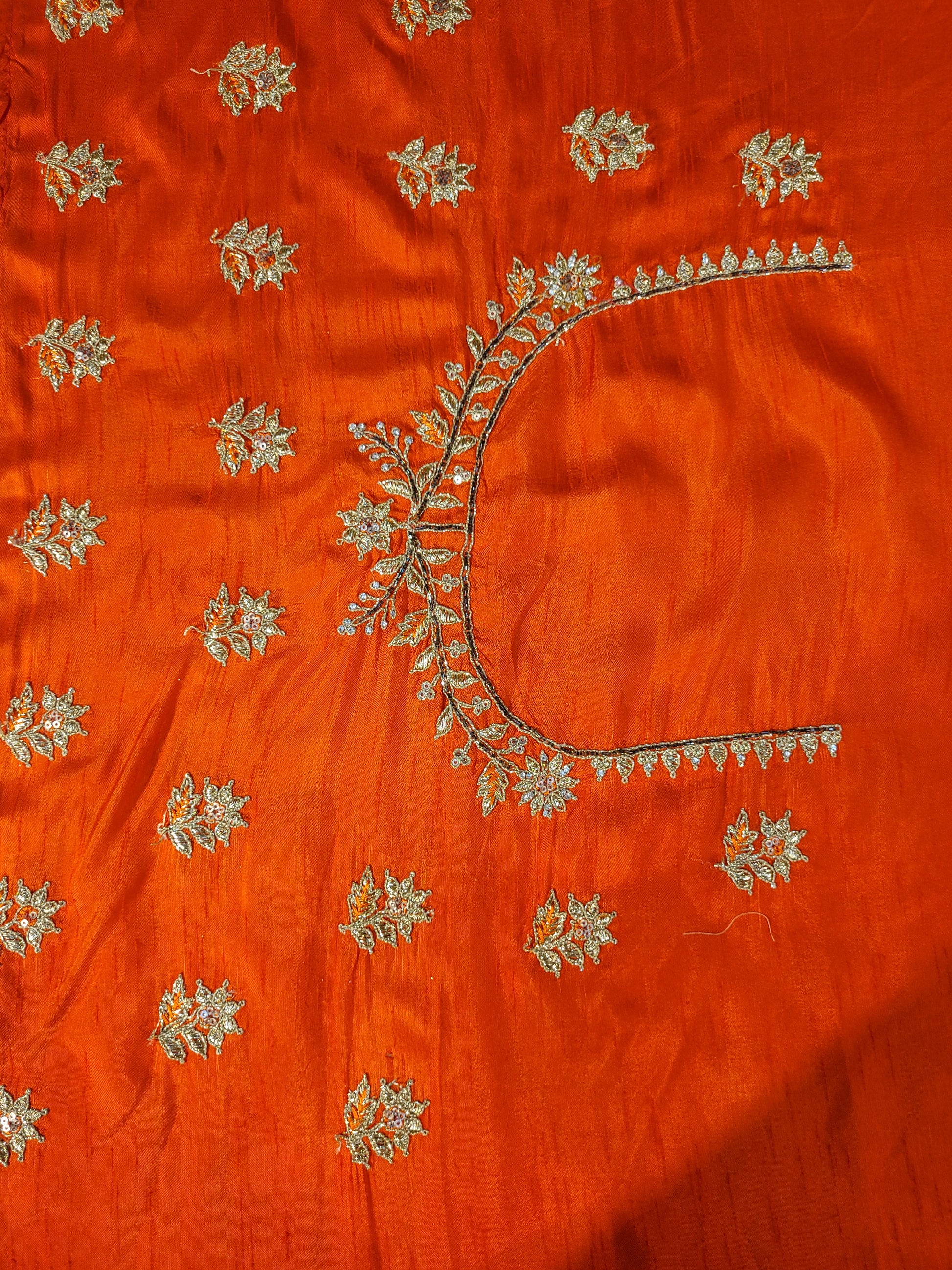 Rani Crepe Wedding Saree with heavy embroidered blouse piece. Zari and Resham work.