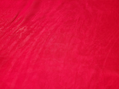 Rani Pink Georgette Banarasi (Khaddi) Bandhni Handwork Saree. Cutdana, Mirror and Sequins highlighting work. Matching unstitched blouse piece included.