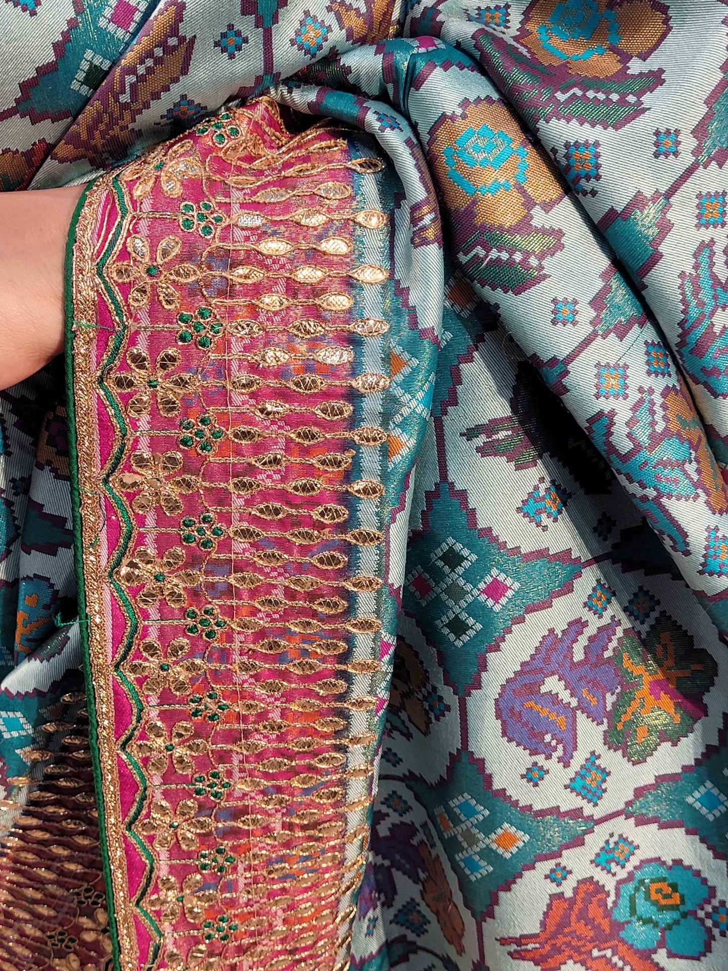 Patan Patola Silk Saree with Gota Work