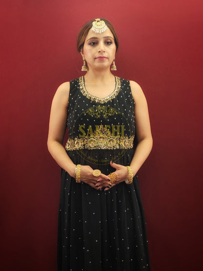 Bottle Green Indo-Western Chudidar Set