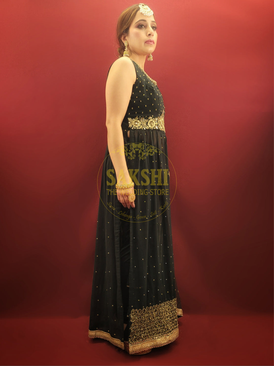 Bottle Green Indo-Western Chudidar Set