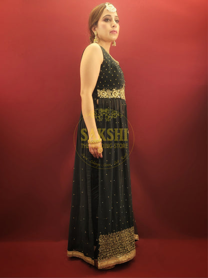 Bottle Green Indo-Western Chudidar Set