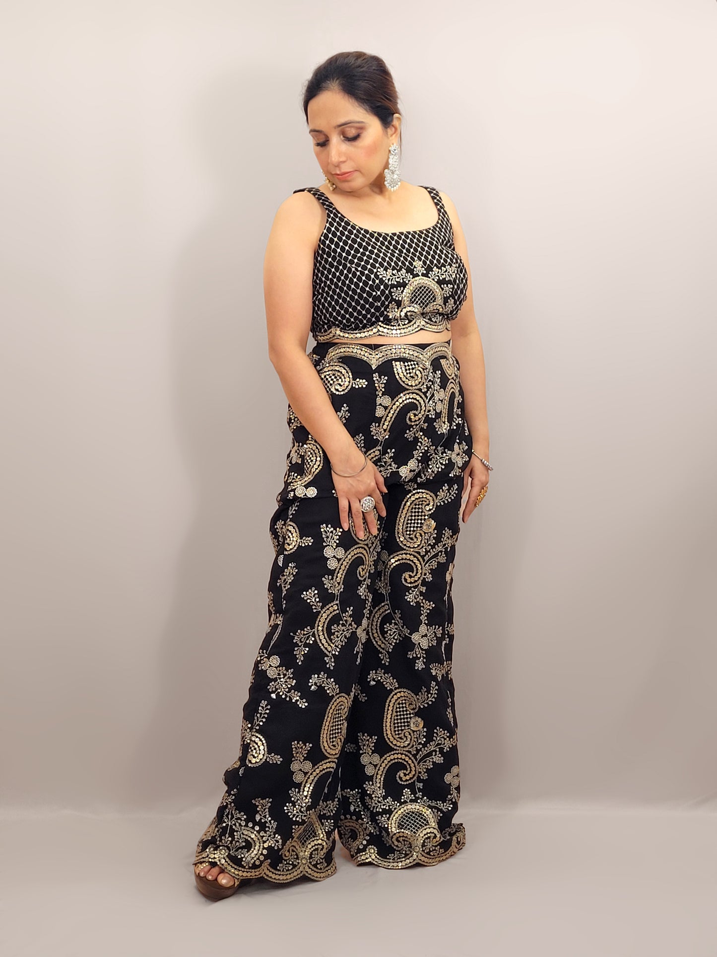 Madhuri Dixit look inspired Black Indo Western Set