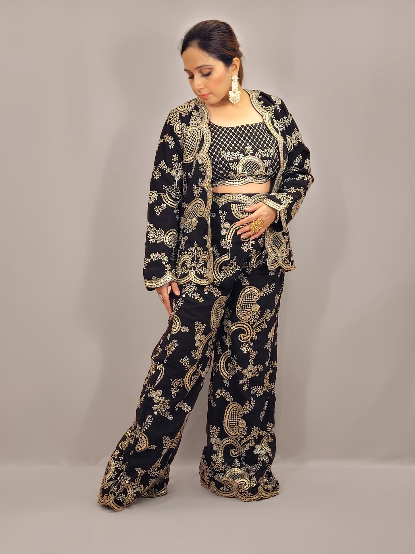Madhuri Dixit look inspired Black Indo Western Set