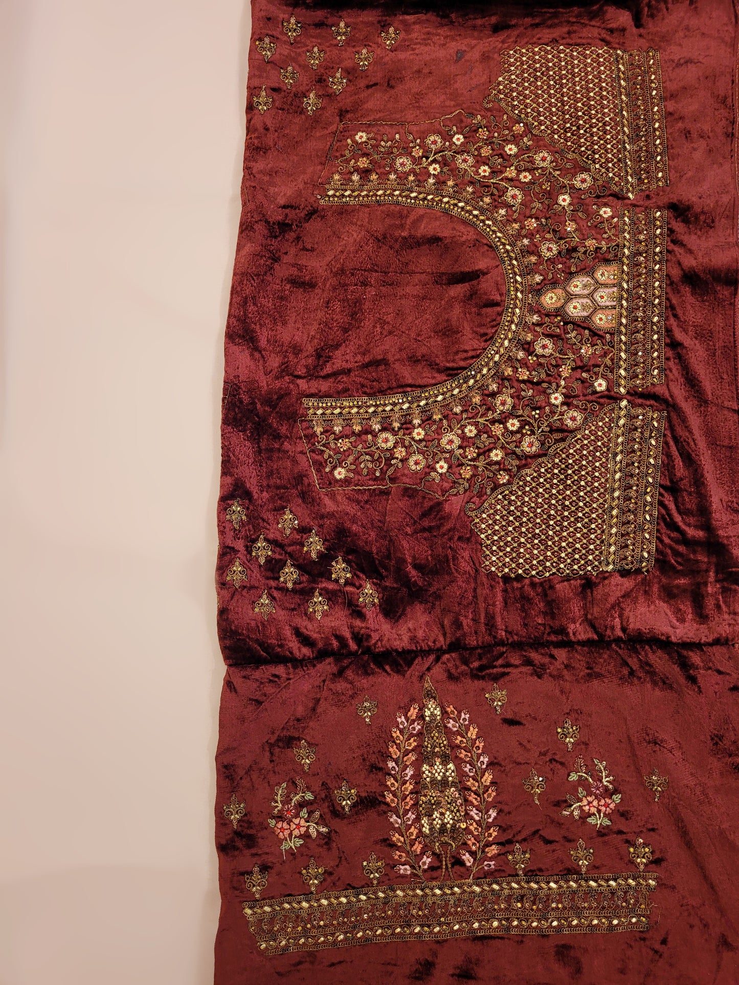 Golden Velvet Heavy Flare Lehanga with Double Dupatta