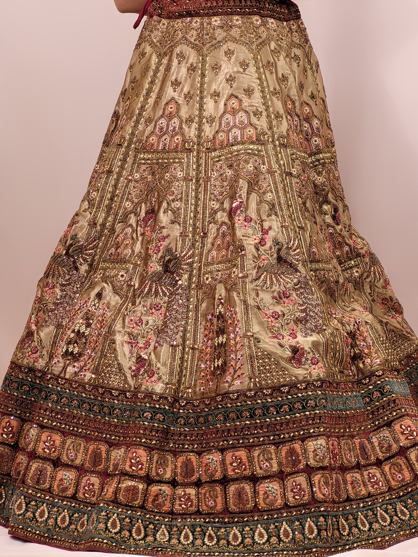 Golden Velvet Heavy Flare Lehanga with Double Dupatta