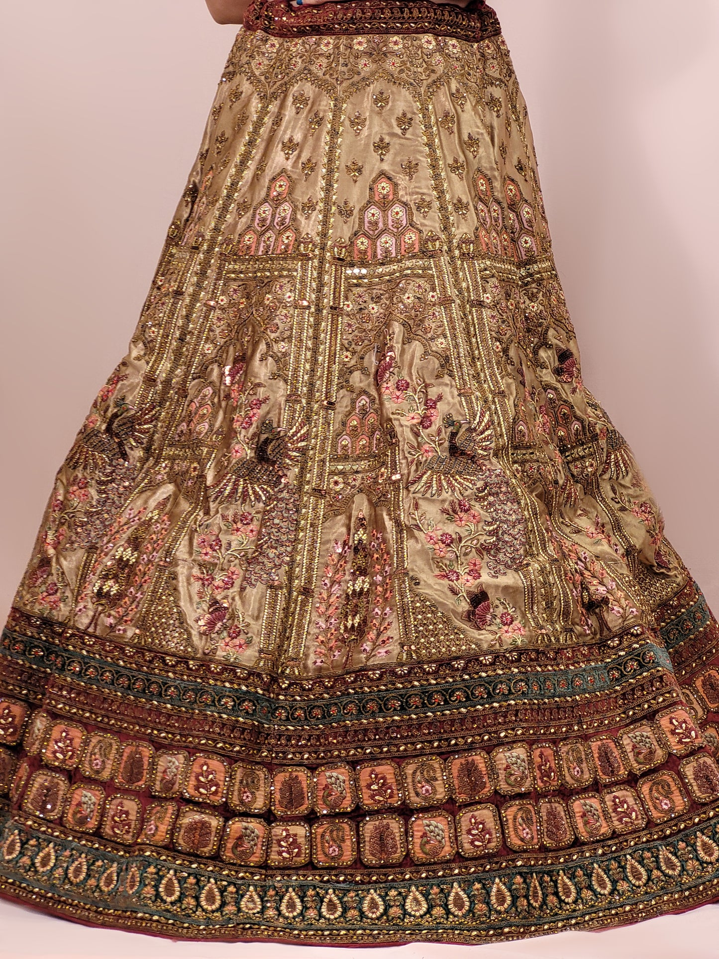 Golden Velvet Heavy Flare Lehanga with Double Dupatta