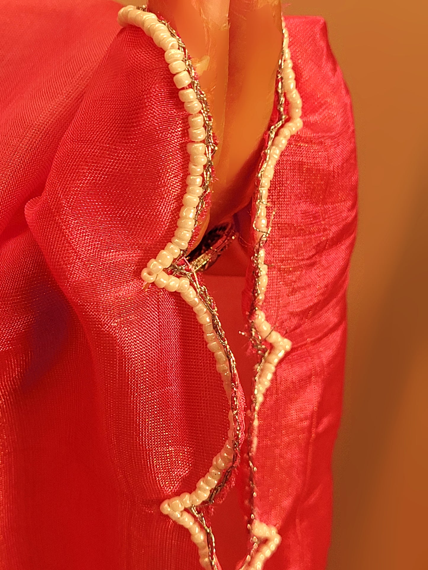Pink Tissue Beads Work Straight Suit