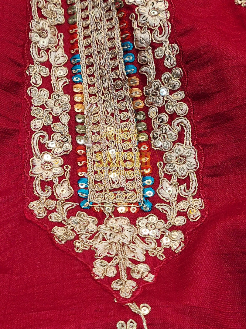 Red Embroidered Salwar Kameez Set (Tulip Pants)