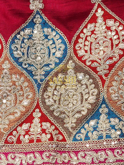 Red Embroidered Salwar Kameez Set (Tulip Pants)