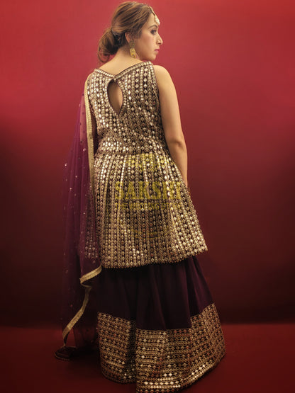 Wine Indo-Western Palazzo Dress