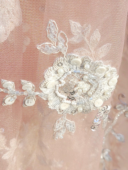 Net Peach Alia Bhatt Met Gala inspired Handwork Saree