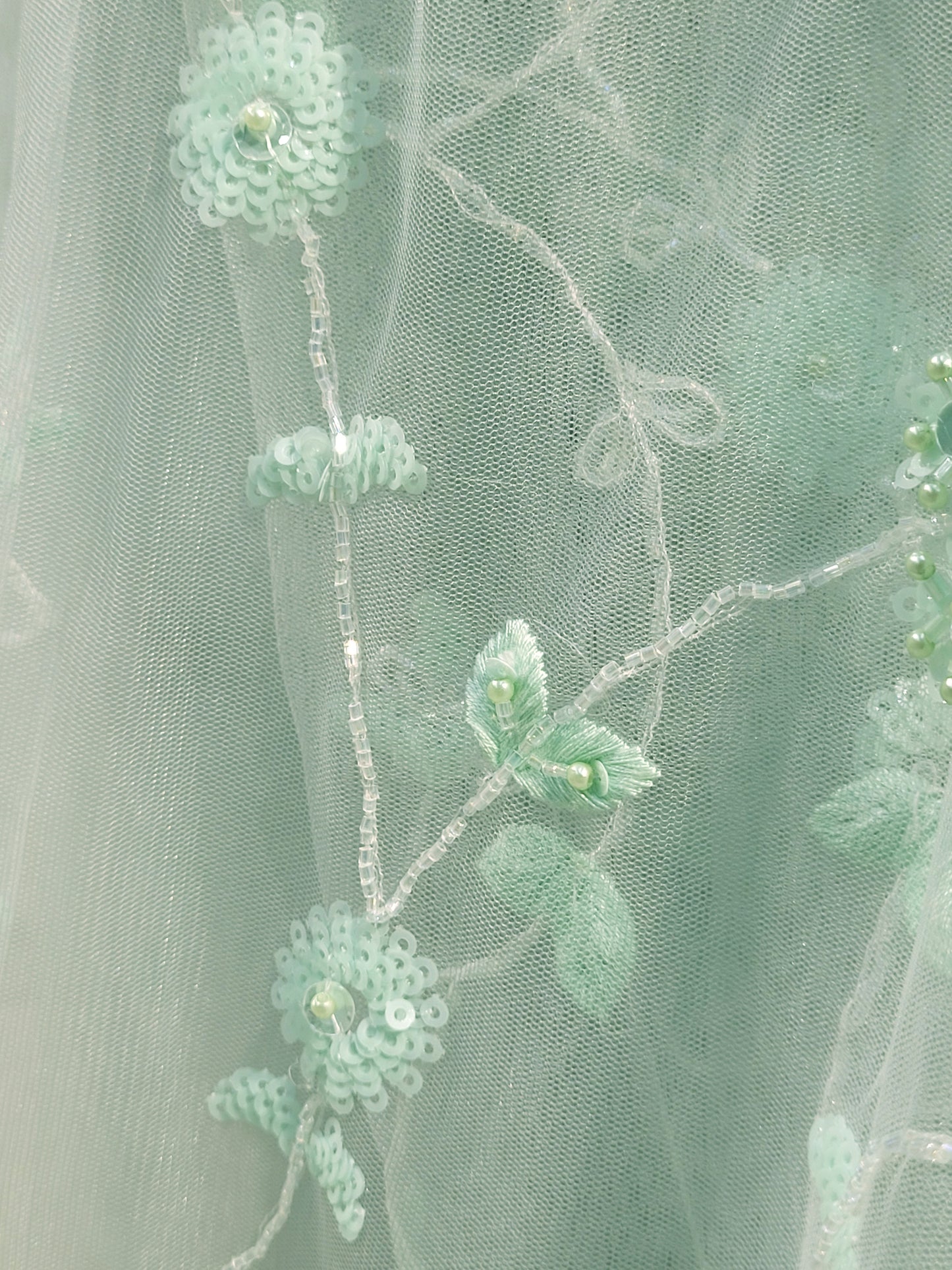 Alia Bhatt Met Gala look inspired Sea Green Handwork Net Saree