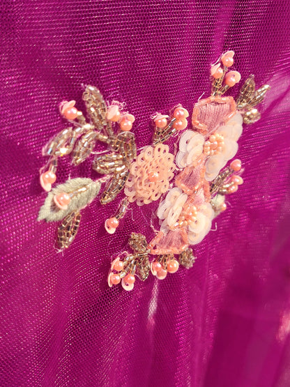Alia Bhatt Met Gala look inspired Purple Handwork Net Saree