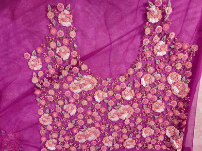 Alia Bhatt Met Gala look inspired Purple Handwork Net Saree