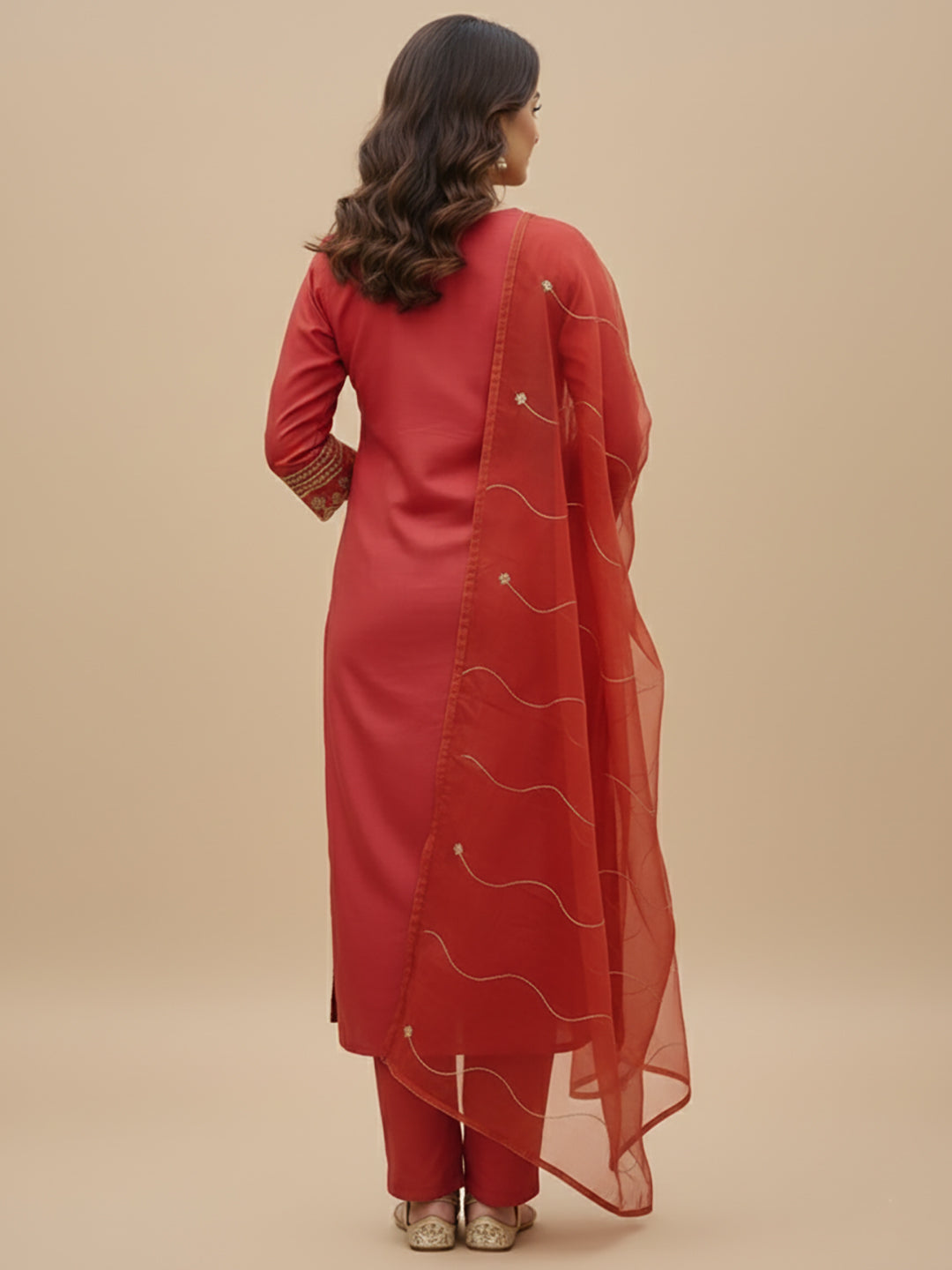 Rust Orange Party Wear Suit Set for Women