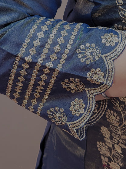 Blue Straight Suit Set for Women
