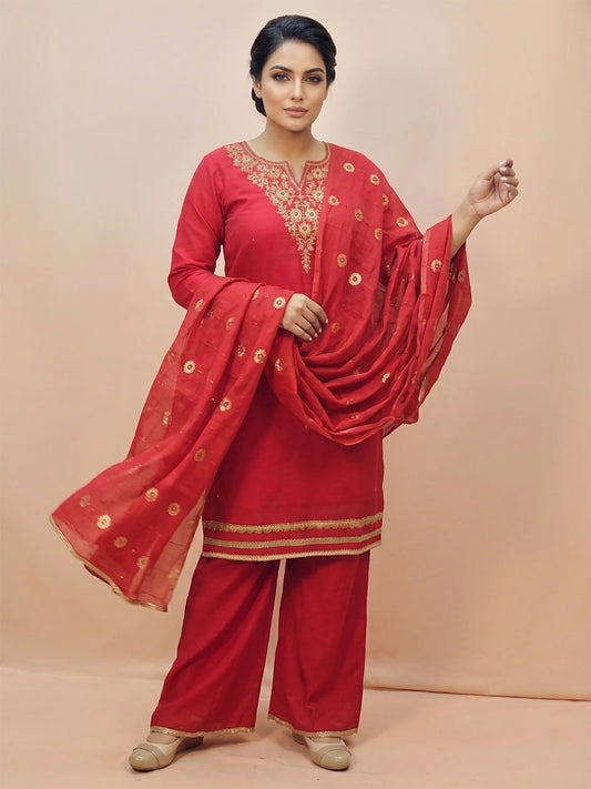 Red Kurti Palazzo Set