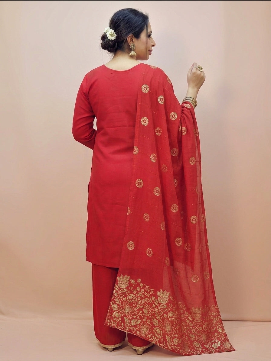 Red Kurti Palazzo Set