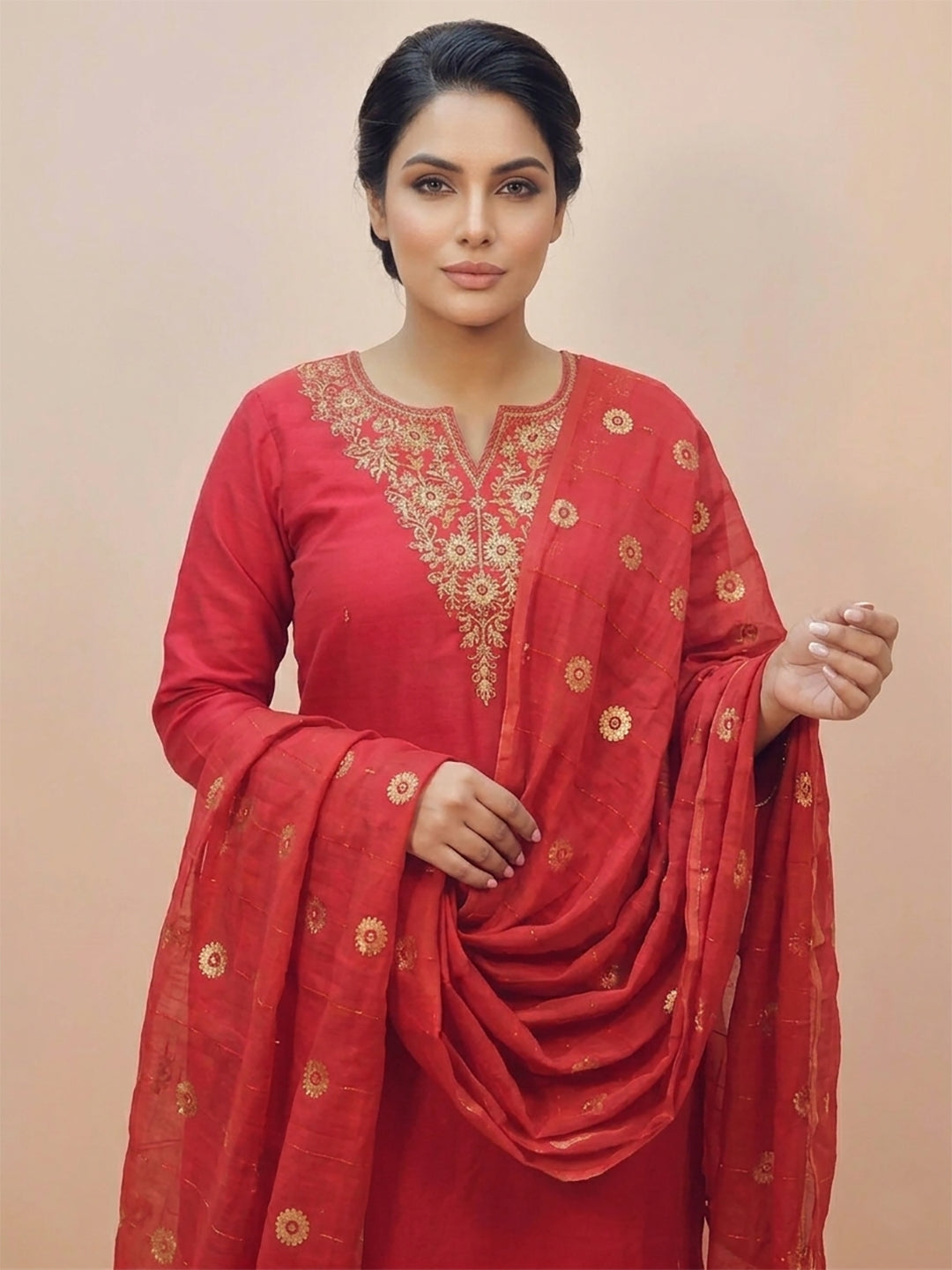 Red Kurti Palazzo Set