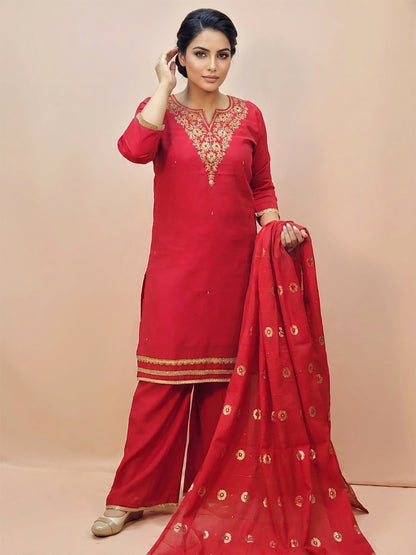 Red Kurti Palazzo Set