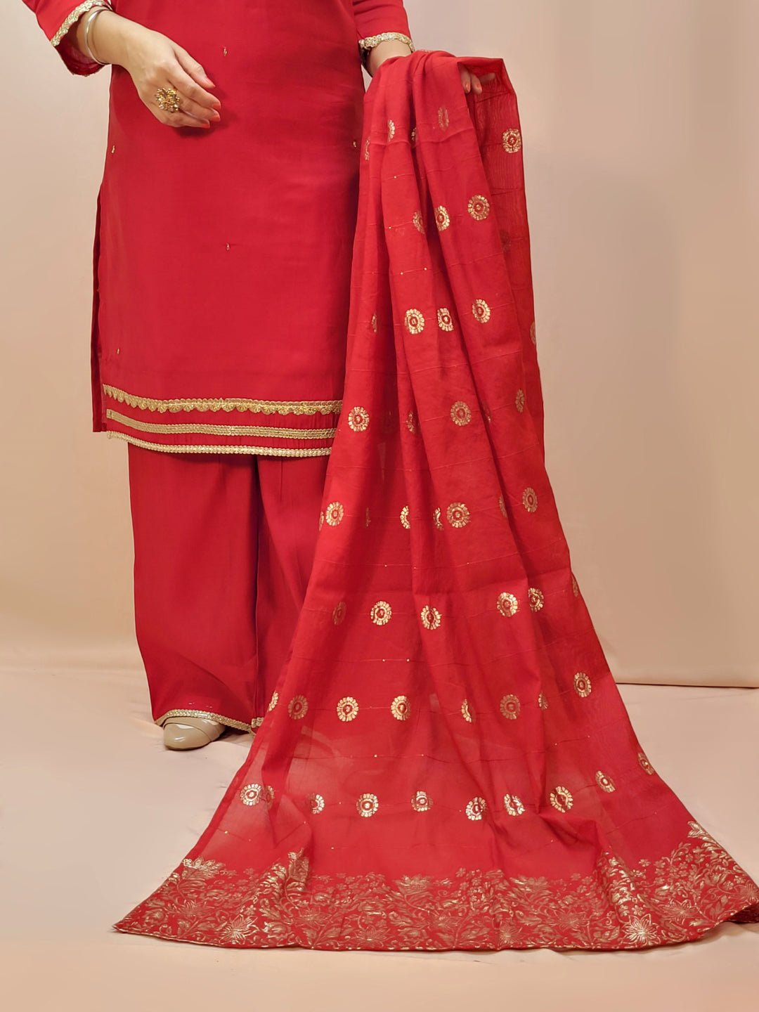 Red Kurti Palazzo Set