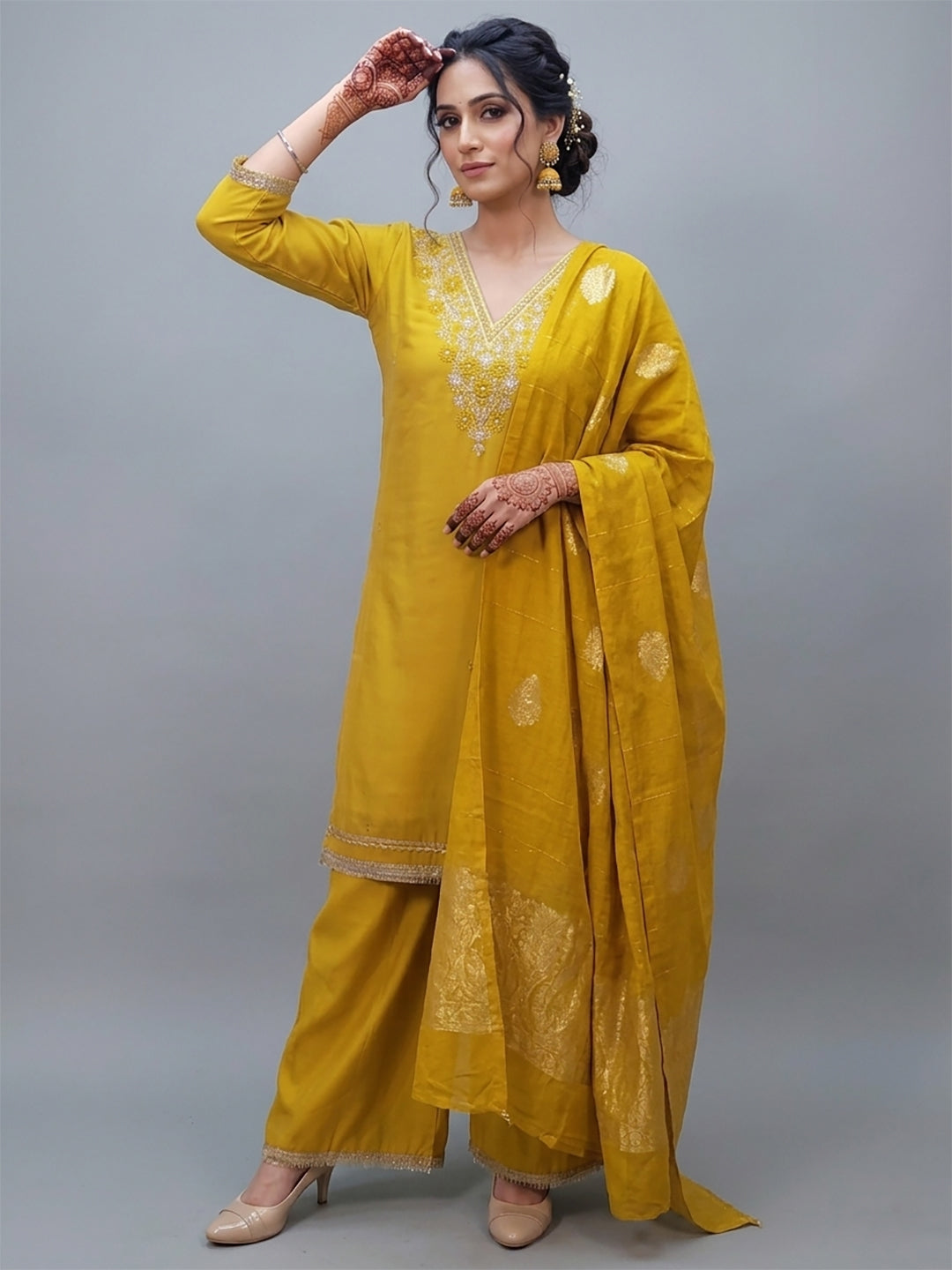 Yellow Kurti Palazzo Set