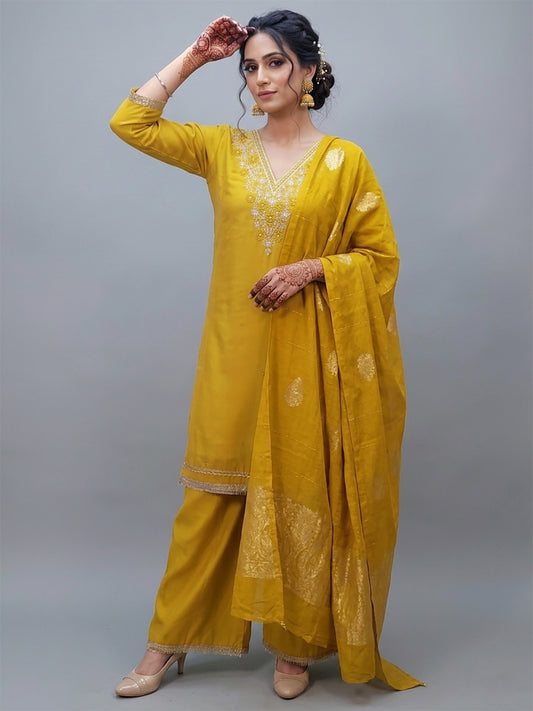 Yellow Kurti Palazzo Set