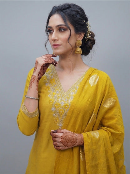 Yellow Kurti Palazzo Set