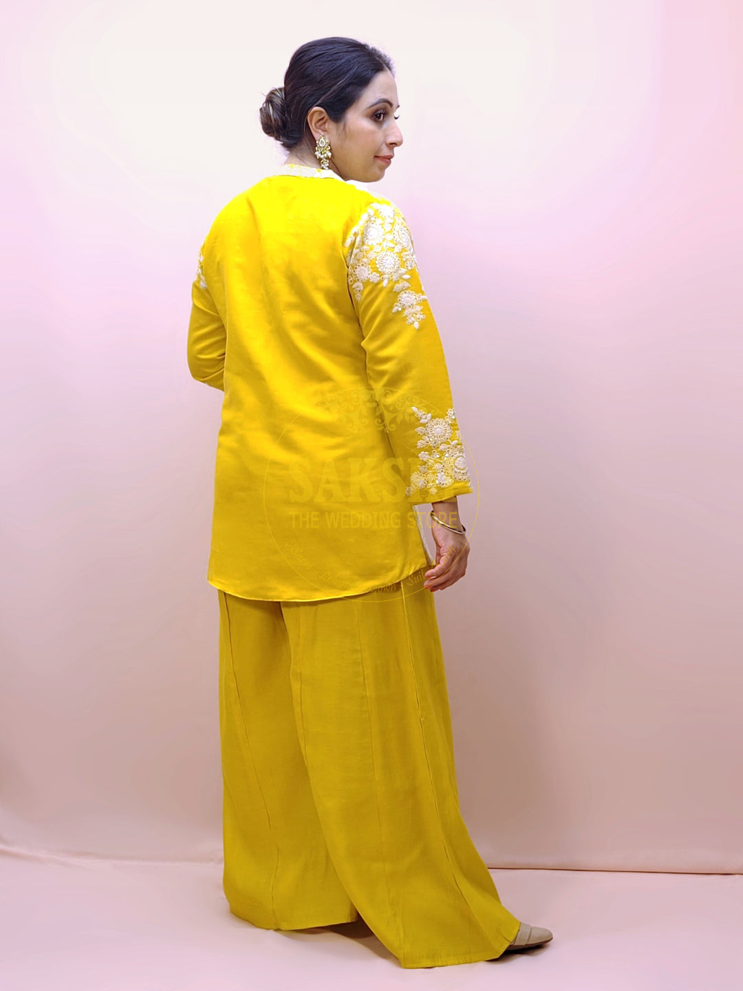 Yellow Indo Western Palazzo Dress