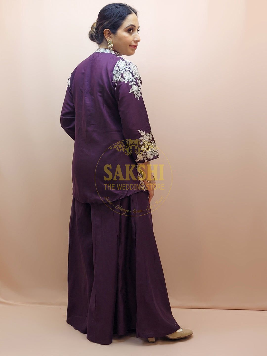 Purple Indo Western Palazzo Dress