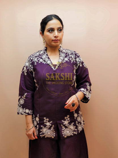 Purple Indo Western Palazzo Dress