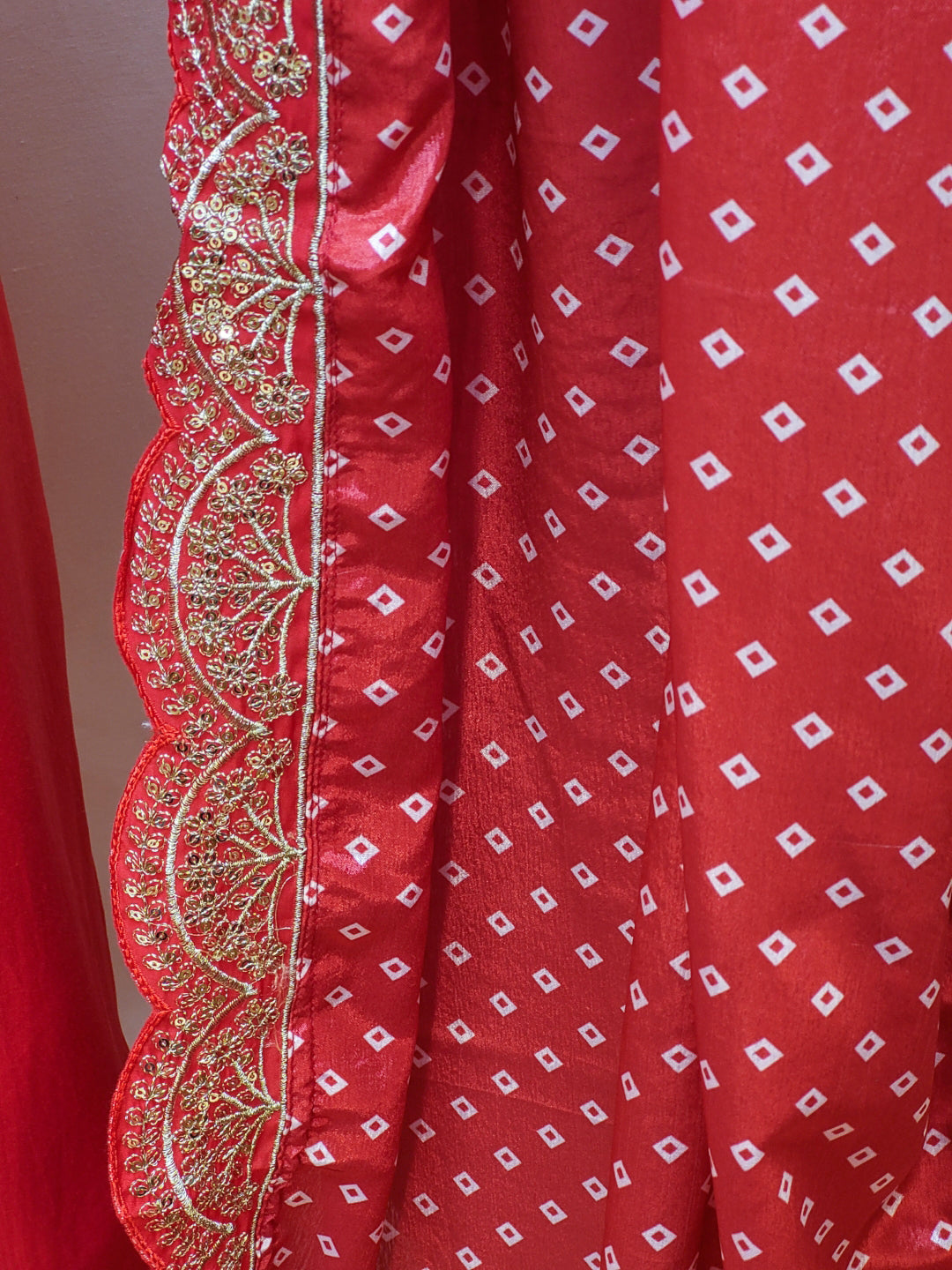 V-Neck Red Kurta Set for Women