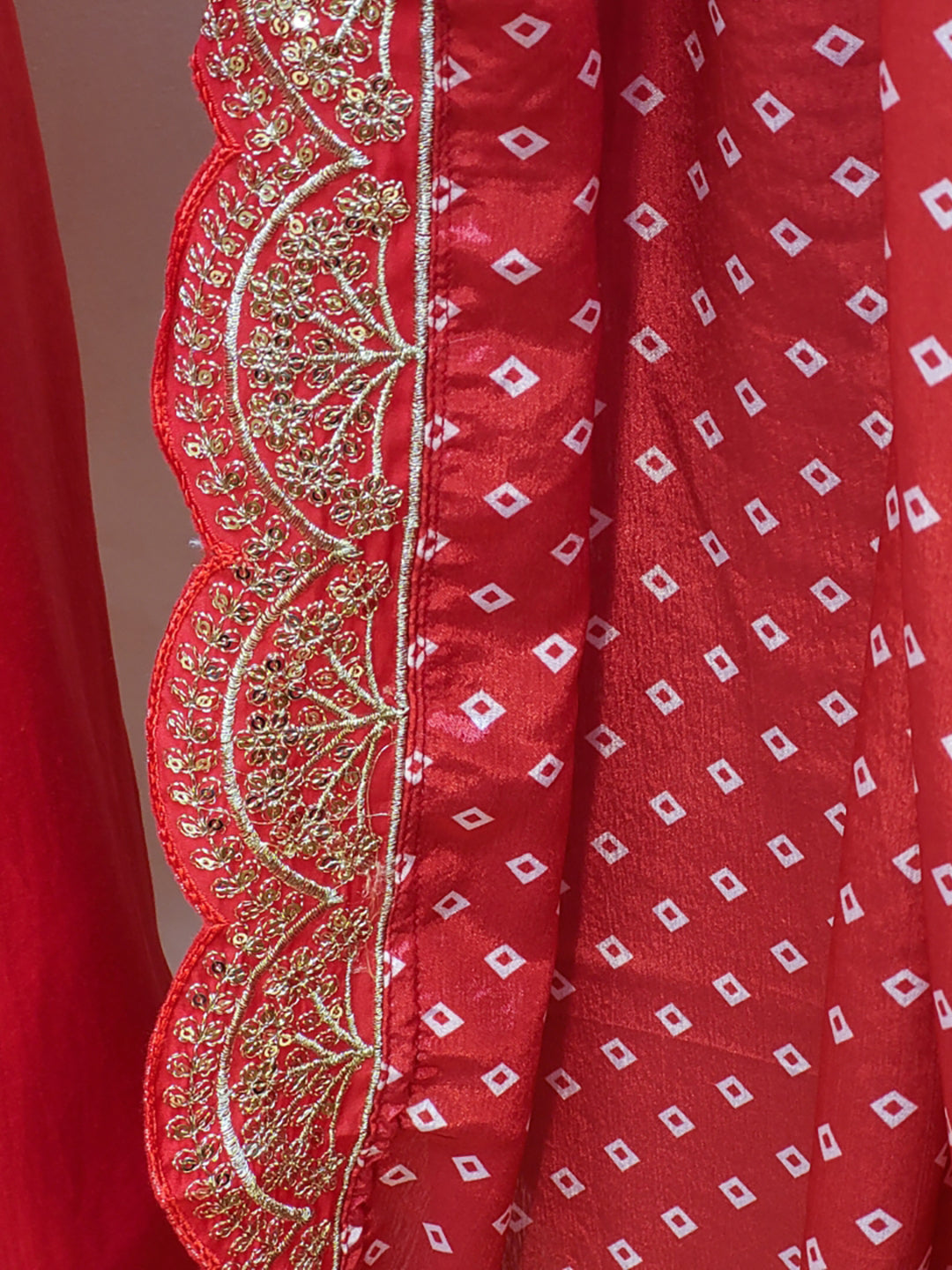 V-Neck Red Party Wear Suit Set for Women