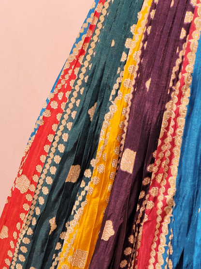 Multicolor Ready to Wear Wedding Lehenga Choli Set for Women. Heavy shaded net dupatta. Festive Ready.