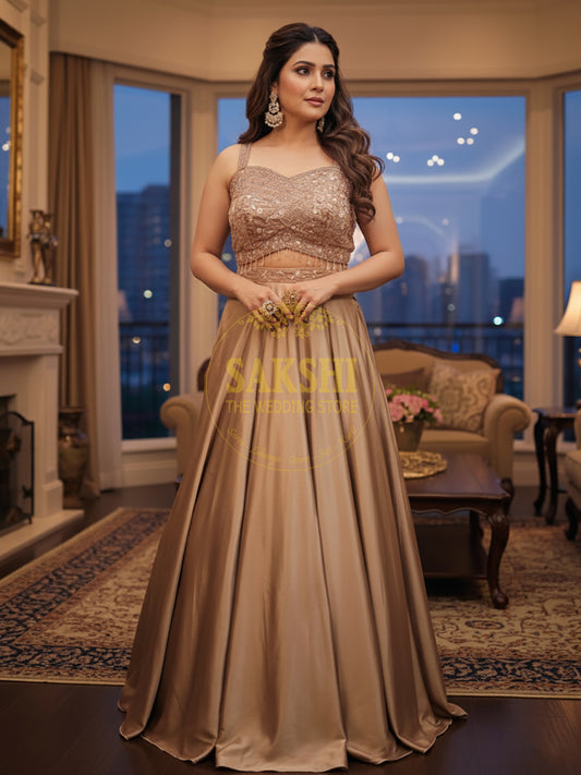 Designer Wedding and Party Wear Gold Lehenga For Women