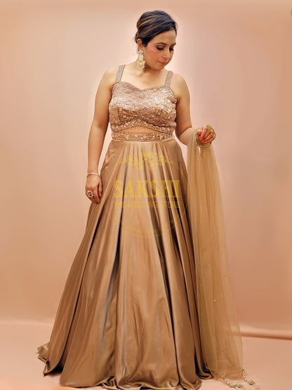 Designer Wedding and Party Wear Gold Lehenga For Women