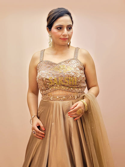 Designer Wedding and Party Wear Gold Lehenga For Women