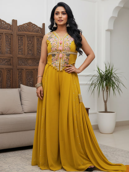 Mustard Yellow Indo-western outfit
