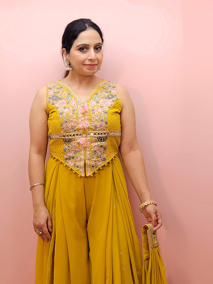 Mustard Yellow Indo-western outfit