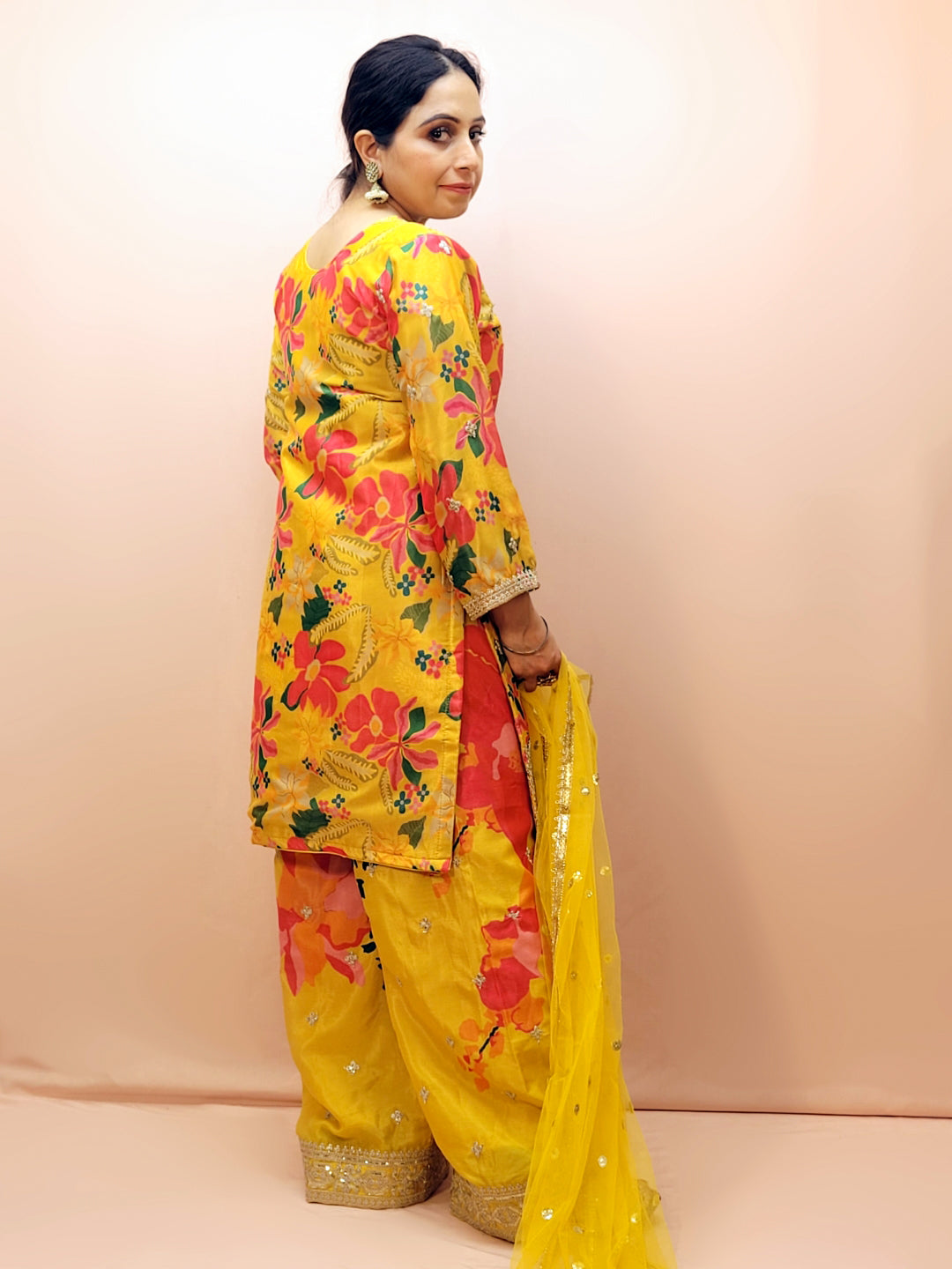 Floral Haldi Function Dress for Women