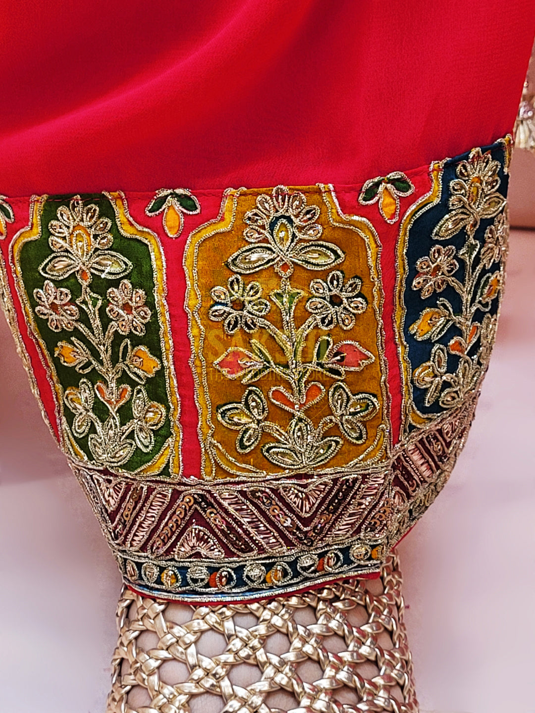 Heavy Wedding Farsi Salwar Suit in Red